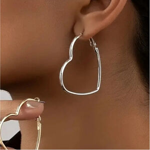 Hollow Heart Shaped oversized Hoop Earrings